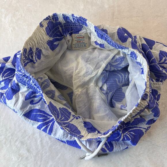 Soobaya Purple Hawaiian Flower Swim Shorts Trunks Men's size Large - Picture 4 of 11